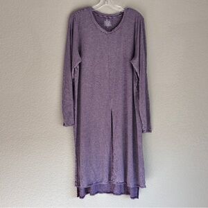 Cuddl Duds Purple white striped tunic women’s 1X with front slit stretchy fabric